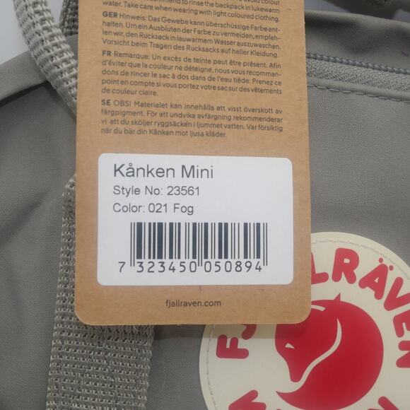 NEW  Fjallraven Kanken Mini Backpack Fog Gray  23561 - Picture 4 of 6